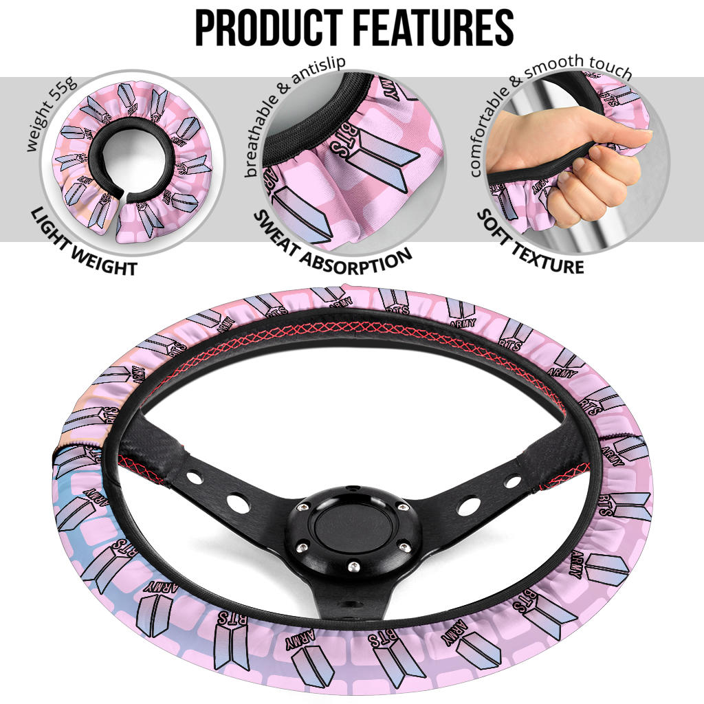 BTS Army Logo Premium Custom Car Steering Wheel Cover