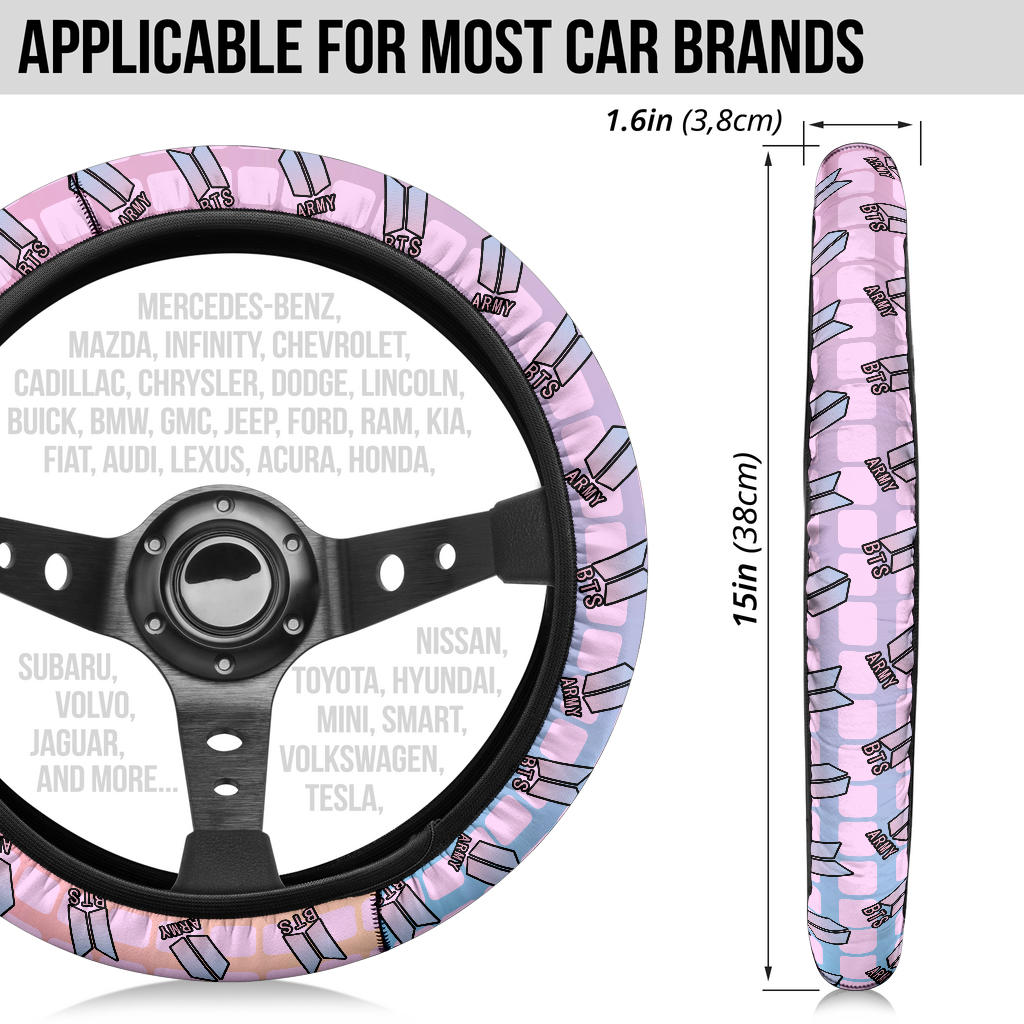 BTS Army Logo Premium Custom Car Steering Wheel Cover