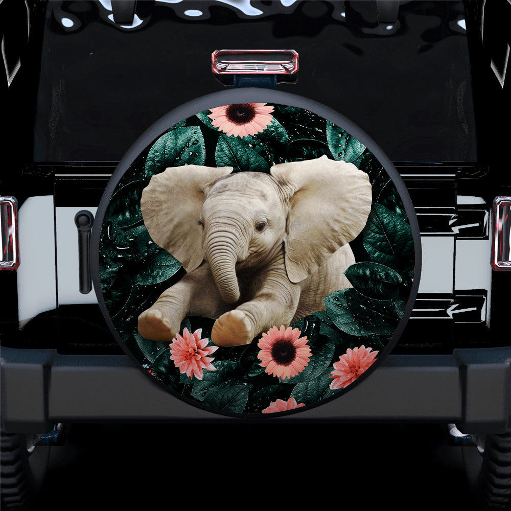 Baby Elephant Flower Car Spare Tire Cover