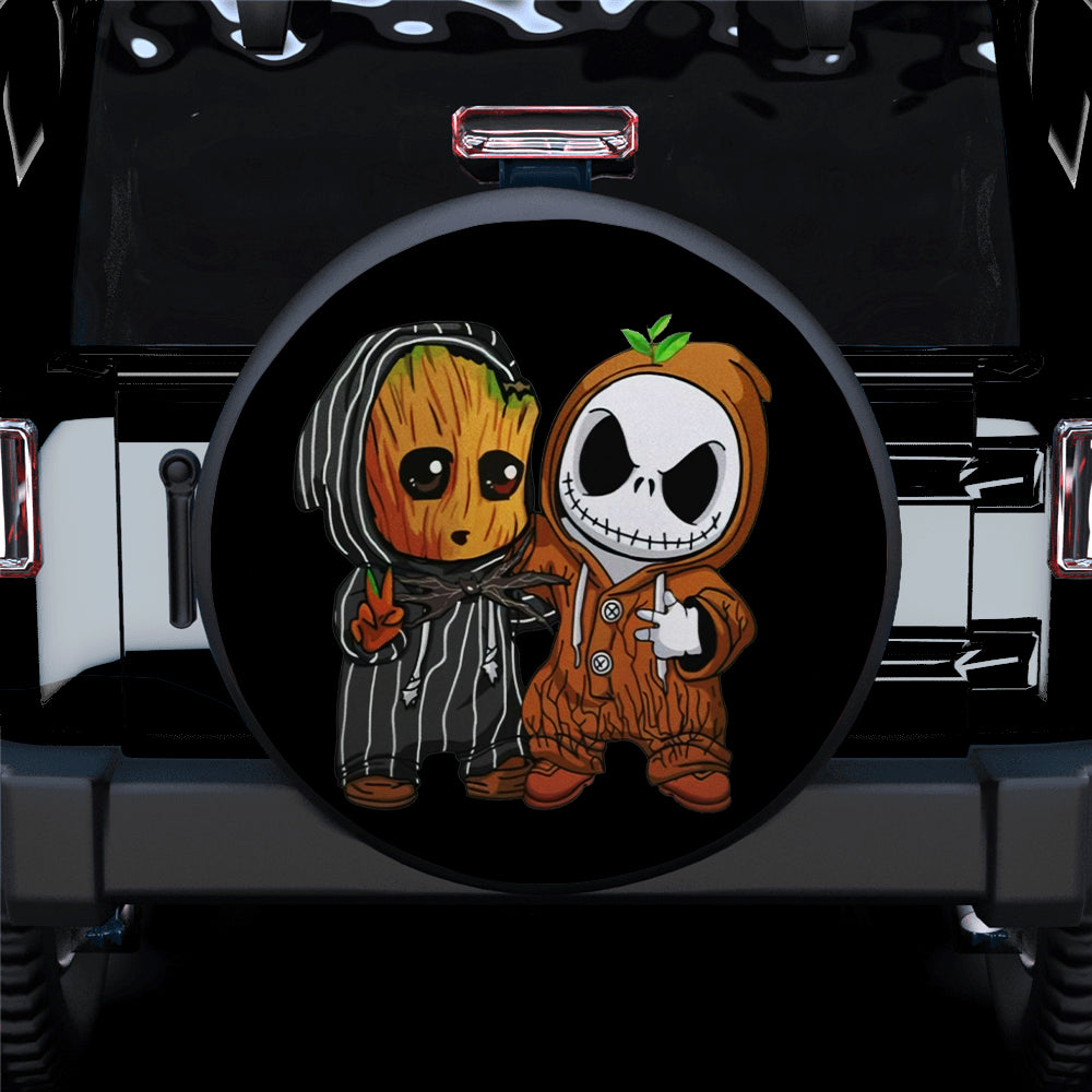 Baby Groot And Jack Nightmare Before Christmas Jeep Car Spare Tire Cover