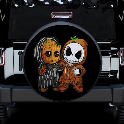 Baby Groot And Jack Nightmare Before Christmas Jeep Car Spare Tire Cover