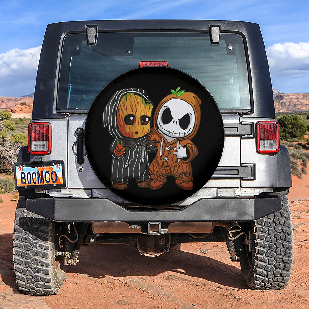 Baby Groot And Jack Nightmare Before Christmas Jeep Car Spare Tire Cover