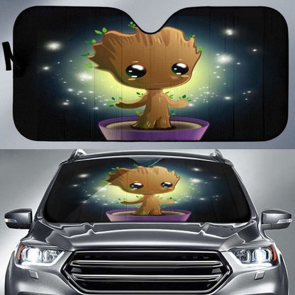 Baby Groot Cute Funny Car Sun Shades 918b Universal Fit