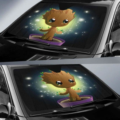 Baby Groot Cute Funny Car Sun Shades 918b Universal Fit