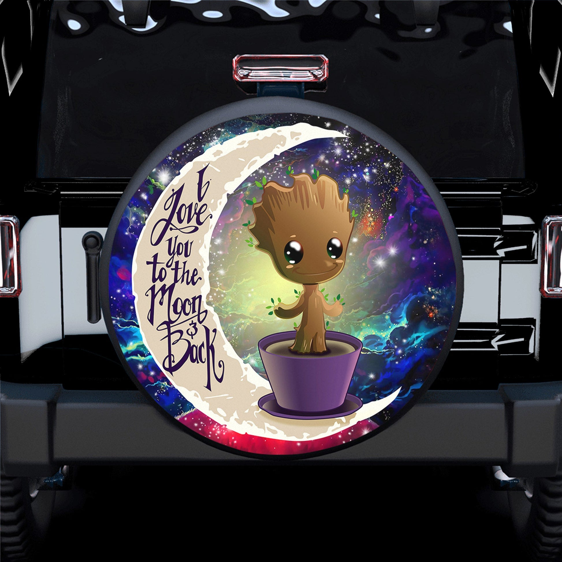 Baby Groot Love You To The Moon Galaxy Spare Tire Cover