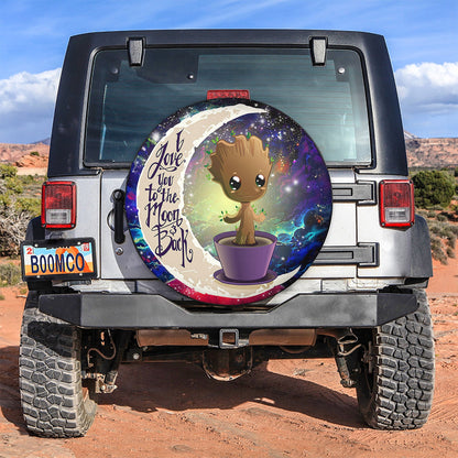 Baby Groot Love You To The Moon Galaxy Spare Tire Cover