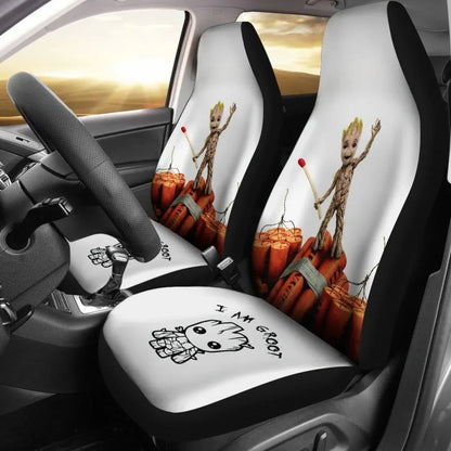 Baby Groot Plays With Fire Car Seat Covers Universal Fit - PersonalizedFury