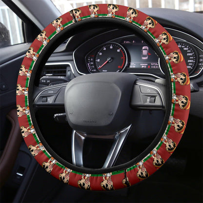 Baby Santa Monkey D. Luffy  Demon Slayer Anime Premium Custom Car Steering Wheel Cover 1
