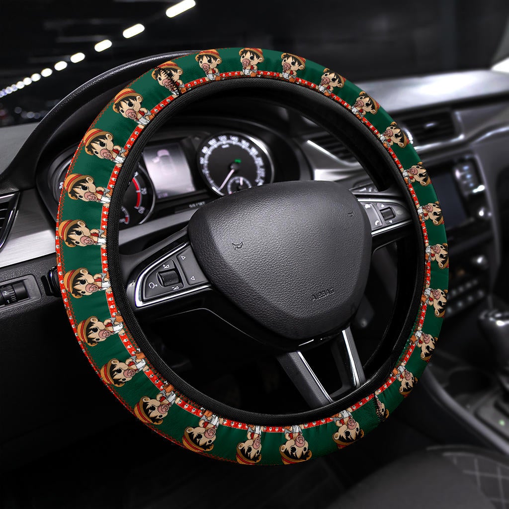 Baby Santa Monkey D. Luffy  Demon Slayer Anime Premium Custom Car Steering Wheel Cover 2