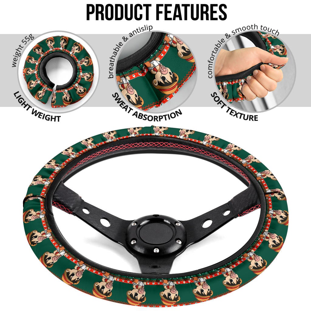Baby Santa Monkey D. Luffy  Demon Slayer Anime Premium Custom Car Steering Wheel Cover 2