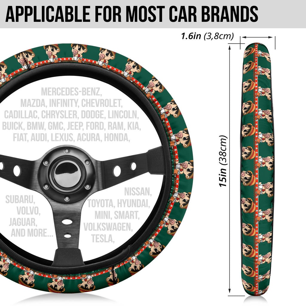 Baby Santa Monkey D. Luffy  Demon Slayer Anime Premium Custom Car Steering Wheel Cover 2