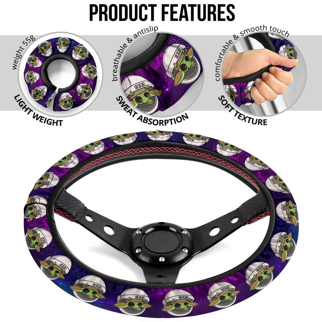 Baby Yoda 3 Space Car Steering Wheel Cover