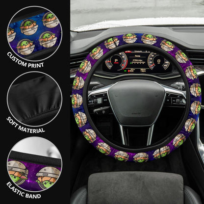 Baby Yoda Cartoon Car Steering Wheel Cover