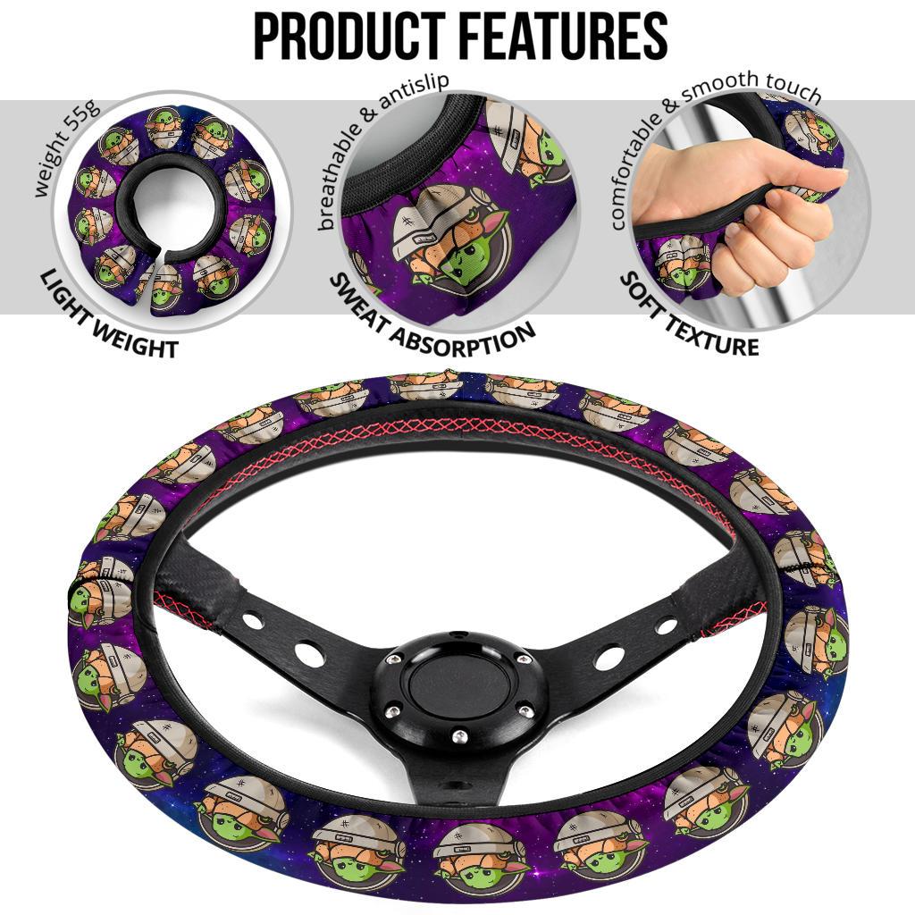 Baby Yoda Cartoon Car Steering Wheel Cover