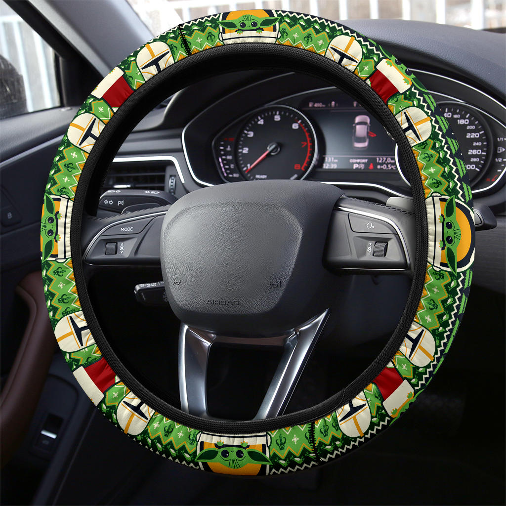 Baby Yoda Cute Christmas Premium Custom Car Steering Wheel Cover