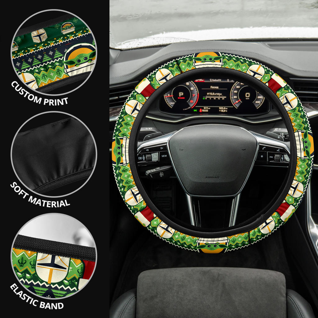 Baby Yoda Cute Christmas Premium Custom Car Steering Wheel Cover