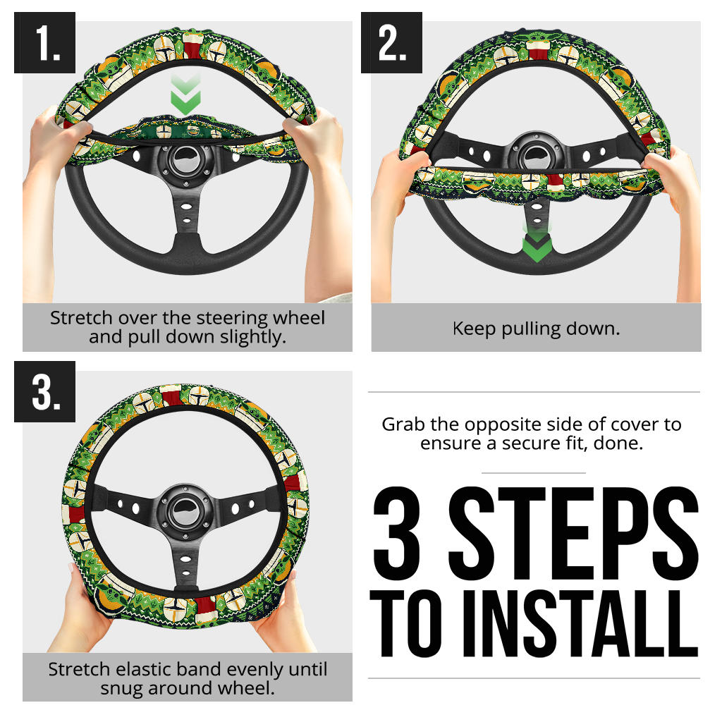 Baby Yoda Cute Christmas Premium Custom Car Steering Wheel Cover
