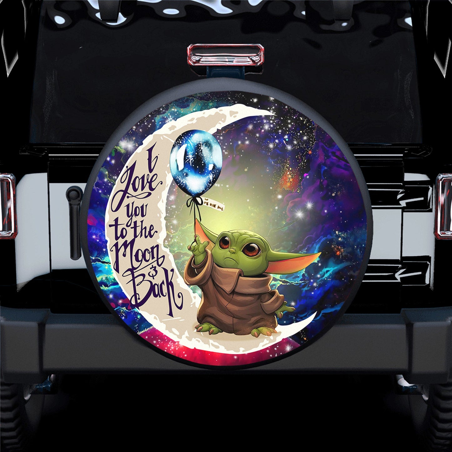 Baby Yoda Love You To The Moon Galaxy Spare Tire Cover