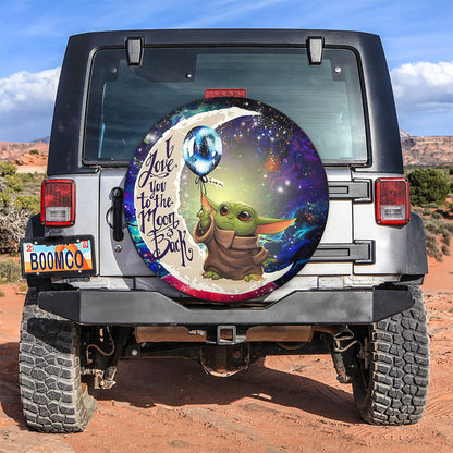 Baby Yoda Love You To The Moon Galaxy Spare Tire Cover