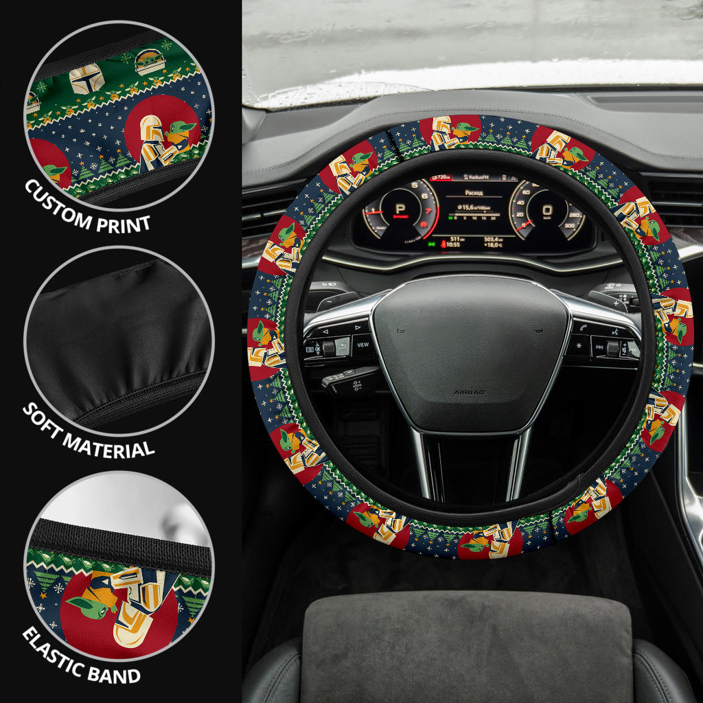 Baby Yoda Mandalorian Cute Premium Custom Car Steering Wheel Cover