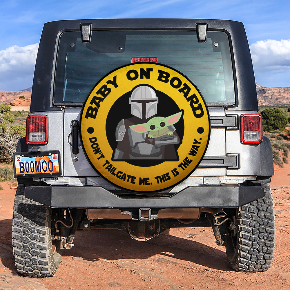 Baby Yoda On Board Car Spare Tire Cover