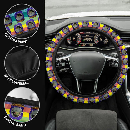 Baby Yoda Rainbow Car Steering Wheel Cover