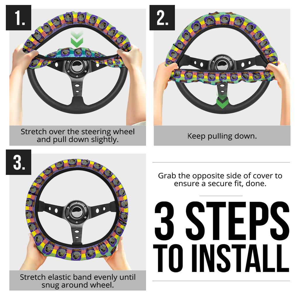 Baby Yoda Rainbow Car Steering Wheel Cover
