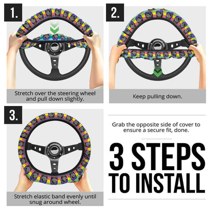 Baby Yoda Rainbow Car Steering Wheel Cover