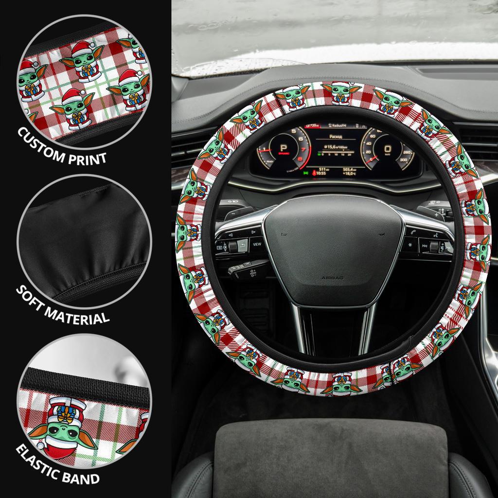 Baby Yoda Red Car Steering Wheel Cover