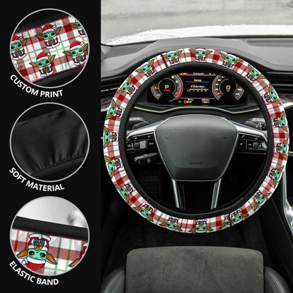 Baby Yoda Red Car Steering Wheel Cover