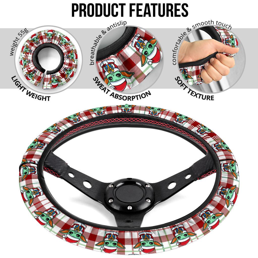 Baby Yoda Red Car Steering Wheel Cover