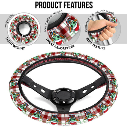 Baby Yoda Red Car Steering Wheel Cover