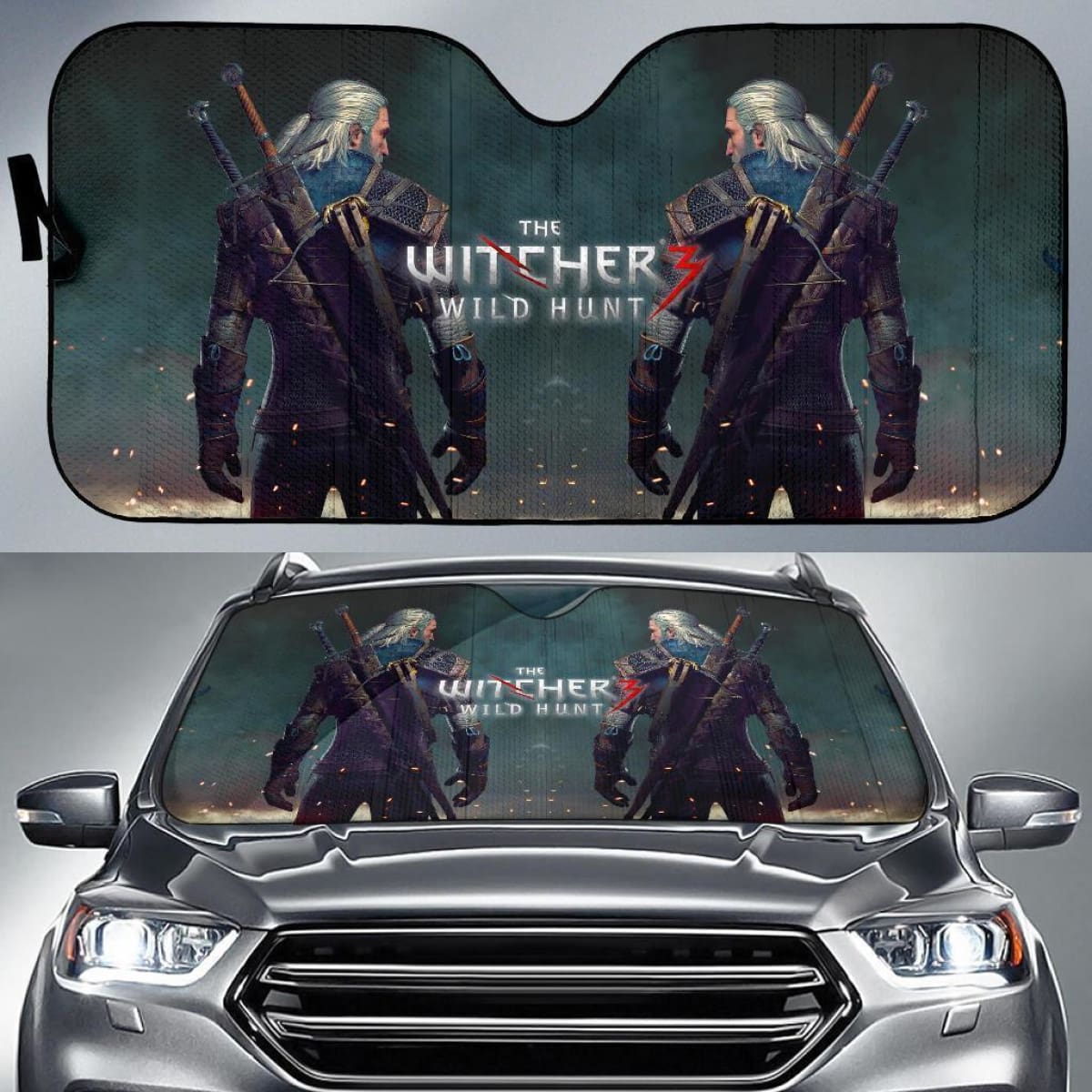 Back Geralt Of Rivia The Witcher Wild Hunt Auto Sun Shade Nh06 Universal Fit 111204