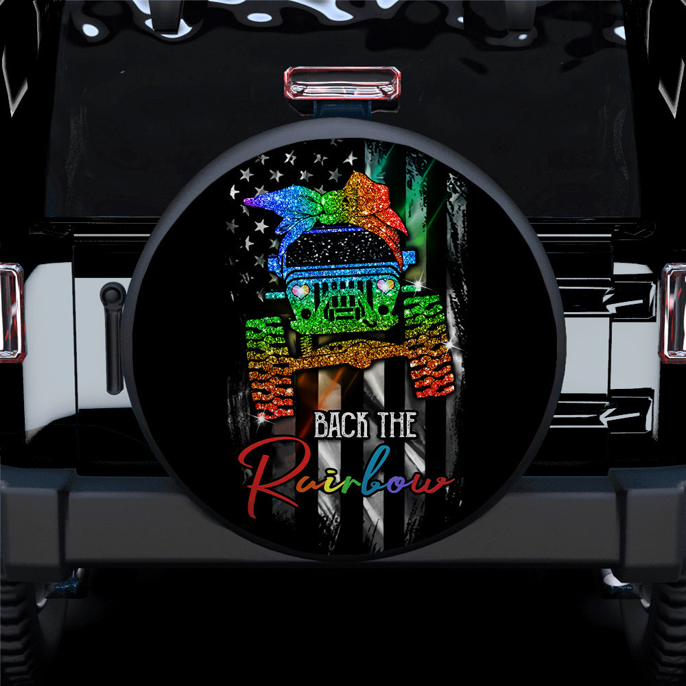 Back The Rainbow Girl Jeep Car Spare Tire Cover