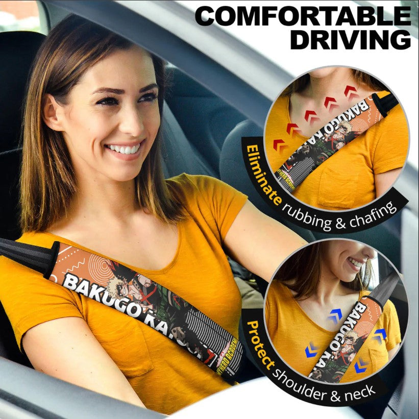 Bakugo Katsuki Anime Kacchan My Hero Academia Car Seat Belt Cover Custom Car Accessories