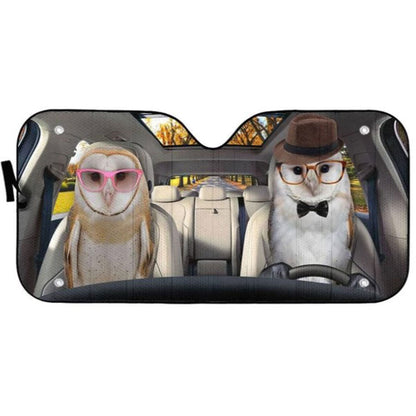 Barn Owls Couple Car Auto Sun Shades Windshield Accessories Decor Gift