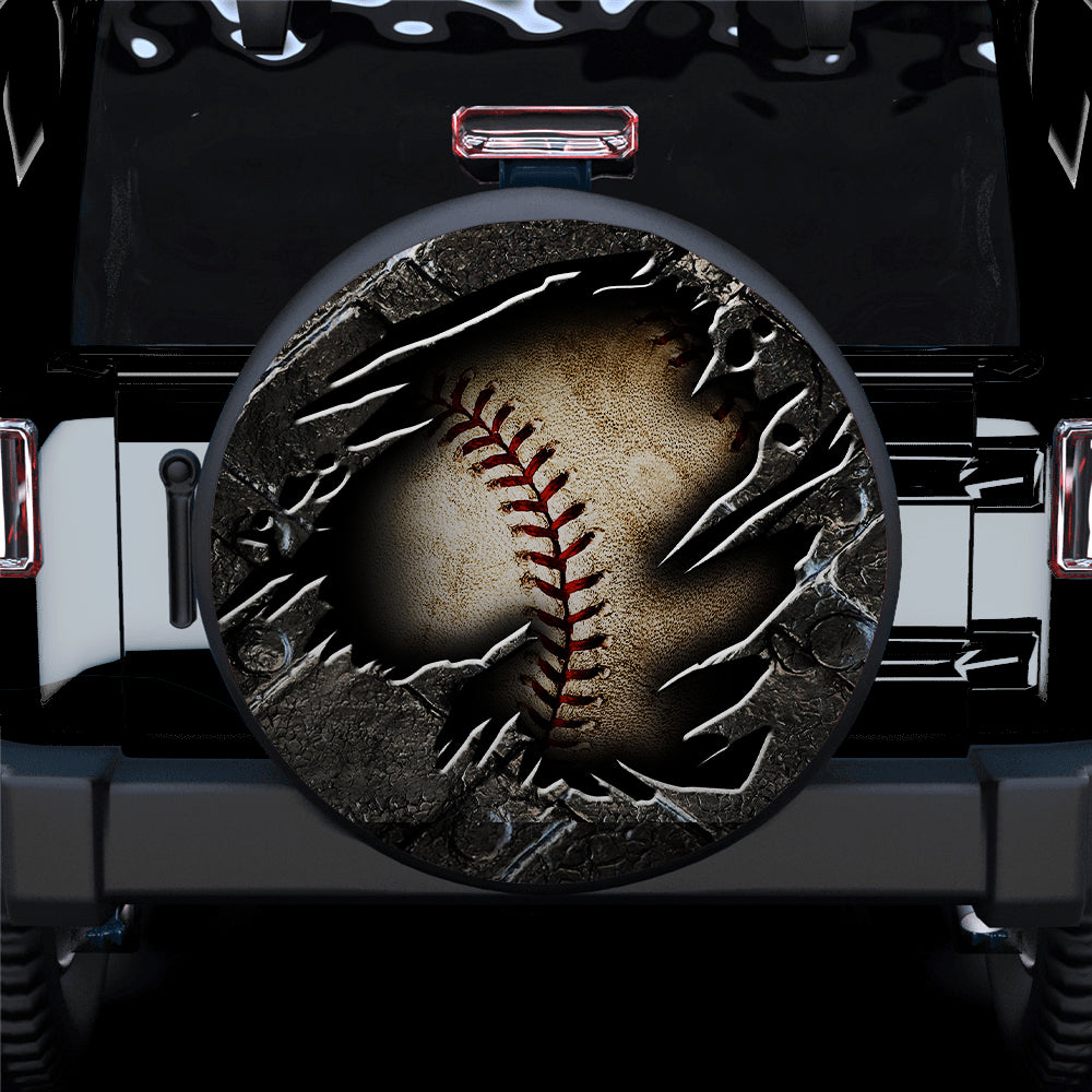 Baseball Inside Iron Style Break Car Spare Tire Cover