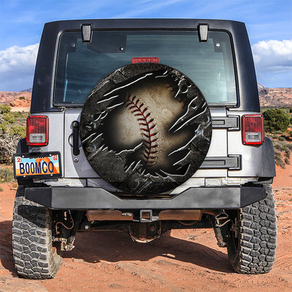 Baseball Inside Iron Style Break Car Spare Tire Cover