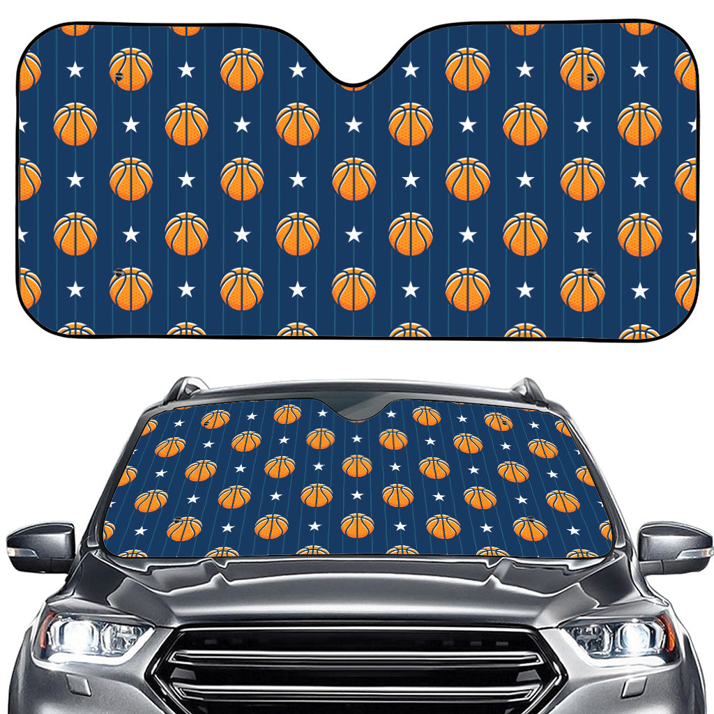 Basketball And Star Pattern Print Car Windshield Sun Shade