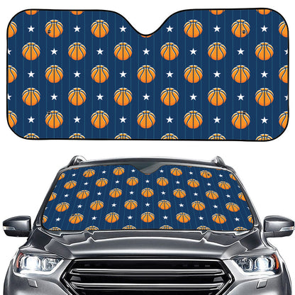 Basketball And Star Pattern Print Car Windshield Sun Shade