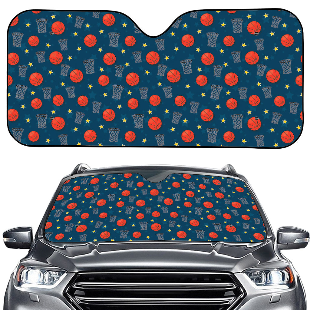 Basketball Theme Pattern Print Car Windshield Sun Shade