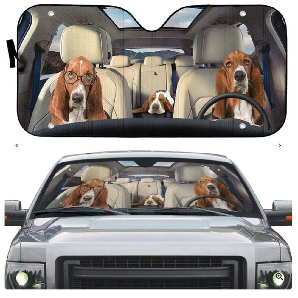 Basset Hounds Custom Car Auto Sun Shades Windshield Accessories Decor Gift