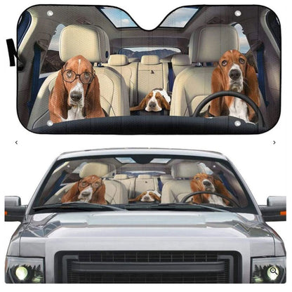 Basset Hounds Custom Car Auto Sun Shades Windshield Accessories Decor Gift