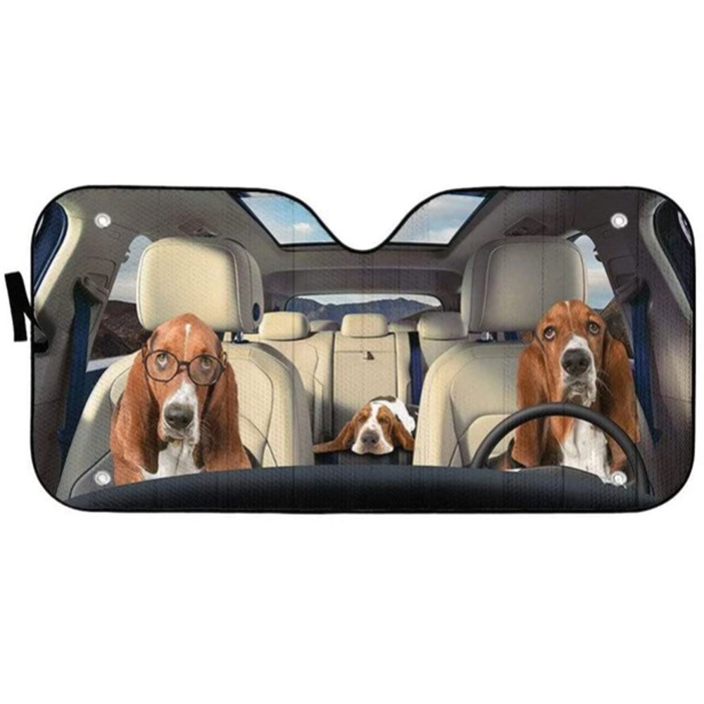 Basset Hounds Custom Car Auto Sun Shades Windshield Accessories Decor Gift