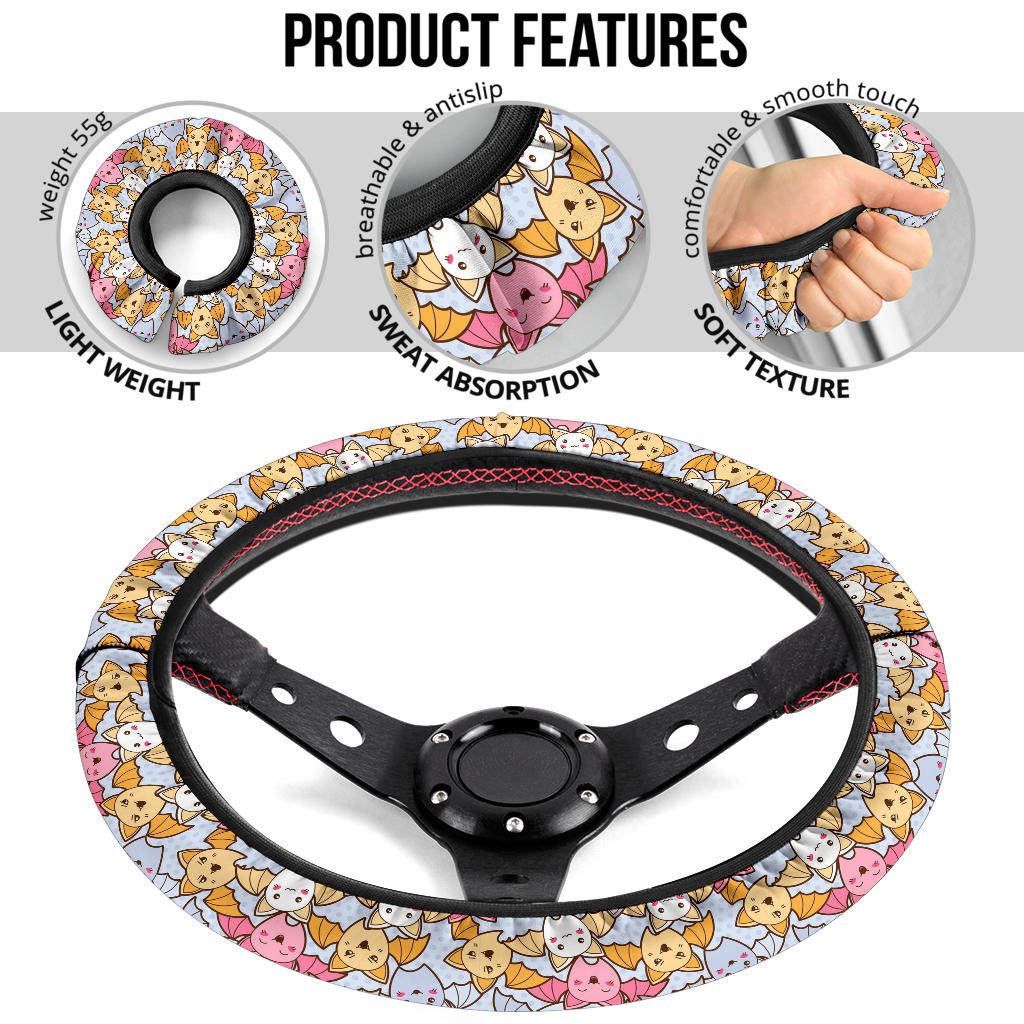 Bat Cute Kawaii Premium Car Steering Wheel Cover
