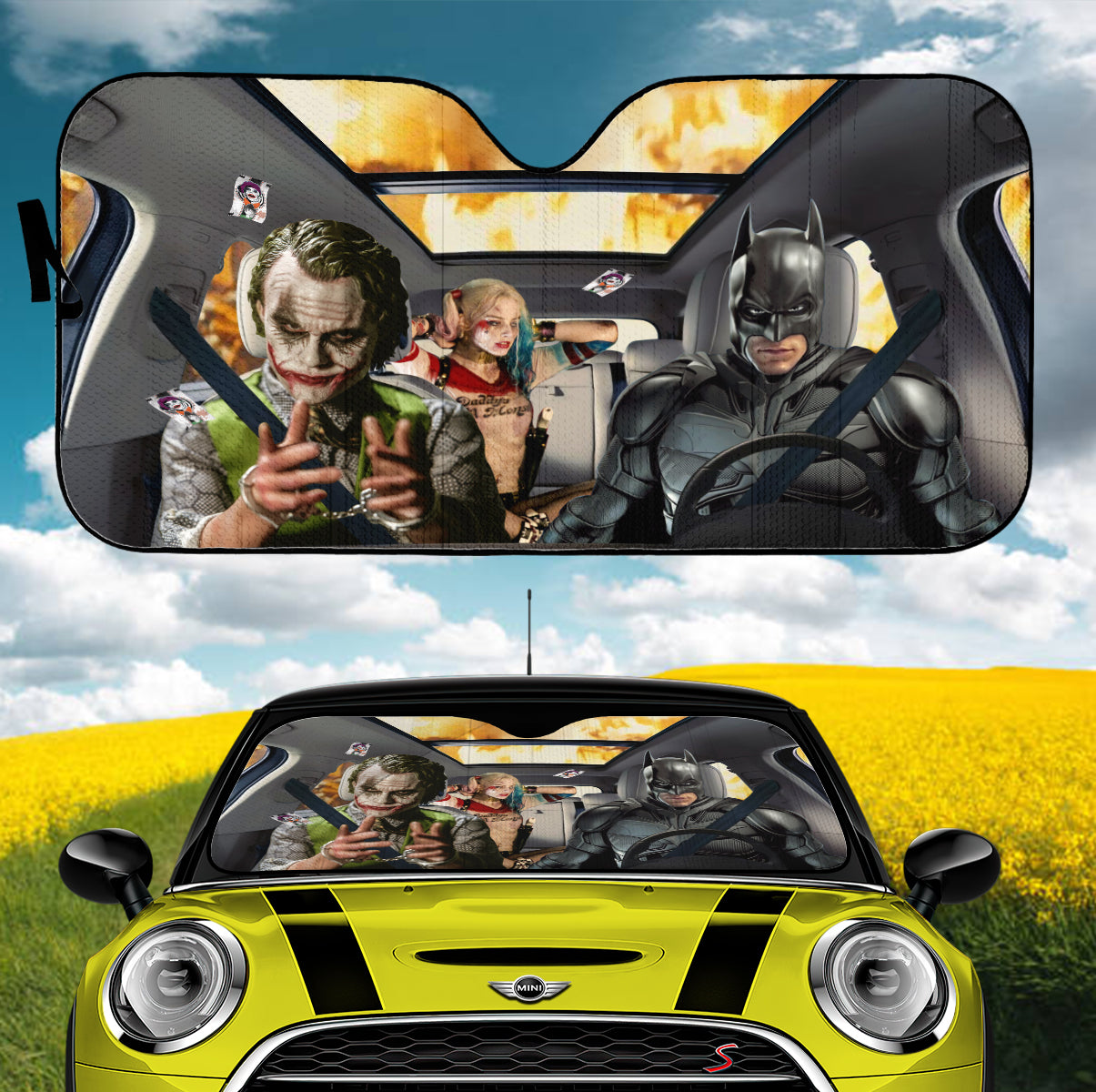 Batman Joker And Harley Quinn Car Auto Sunshades