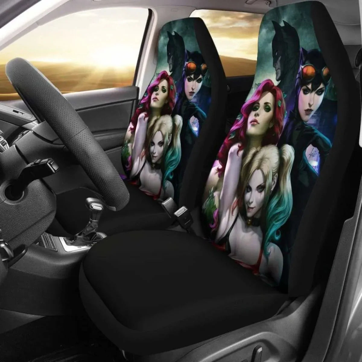 Batman Mera Harley Quinn Cat Woman Seat Covers Universal Fit - PersonalizedFury