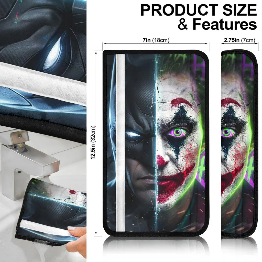 Batman and Joker Car Seat Belt Covers - PersonalizedFury