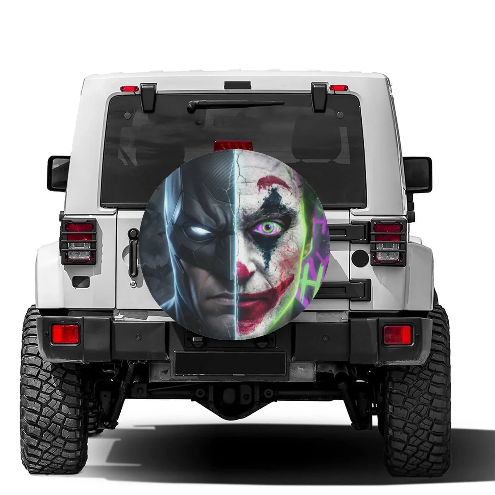 Batman and Joker Face Leather Spare Tire Cover - PersonalizedFury