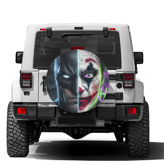 Batman and Joker Face Leather Spare Tire Cover - PersonalizedFury